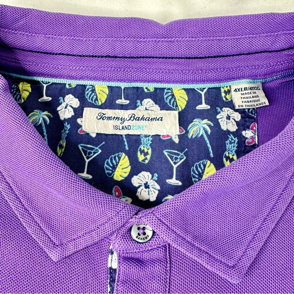 Tommy Bahama Mens Island Zone Supima Purple Short Sleeve Polo Shirt Size 4XLB - Picture 3 of 9